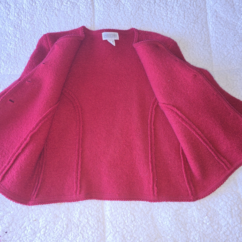 Red Button-Up Wool Jacket - Picture 4 of 4